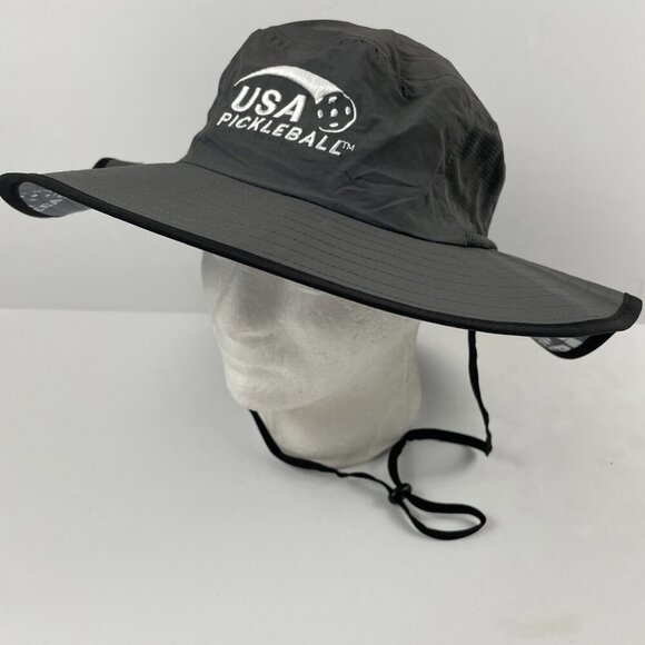 USA Pickleball Boonie Sin Hat Adult L Wide Brim Canvas Mesh Gray - Picture 2 of 7